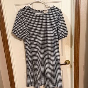 LOFT Black and White Checkered Midi Dress